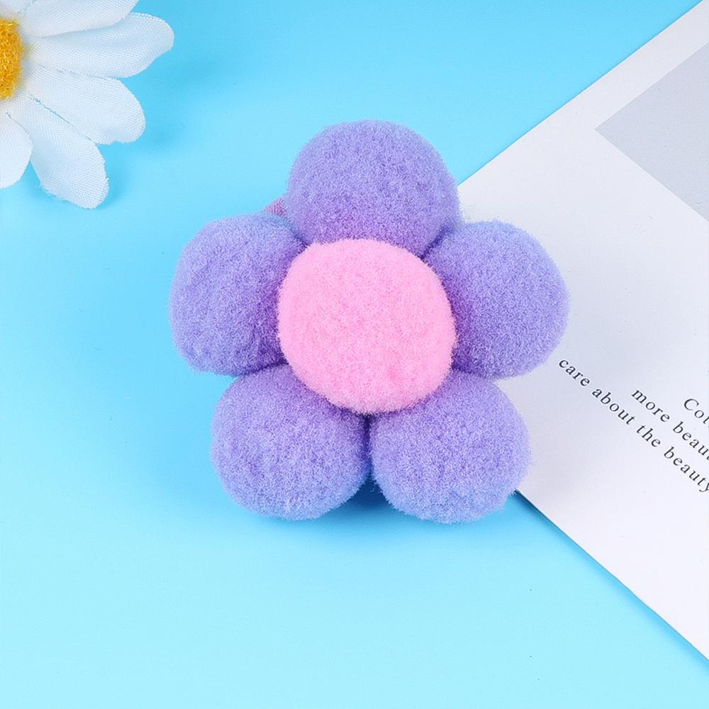 2pcs New Fur Flower Elastic Girl Womens Ponytail Holders Plush Ball Hair Ring Elastic Hair Rope Hair Tie Accessories Pompom