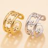Sweet Flower Open Ring Stainless Steel Gold Color Finger Rings Bohemian Floral Plant Zircon Birthday Gift for Women