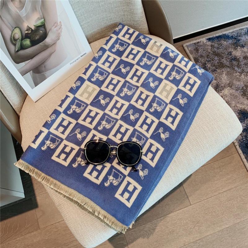 

Autumn and winter versatile imitation cashmere scarf women s carriage long warm scarf fashion outside the office 180x65cm синий