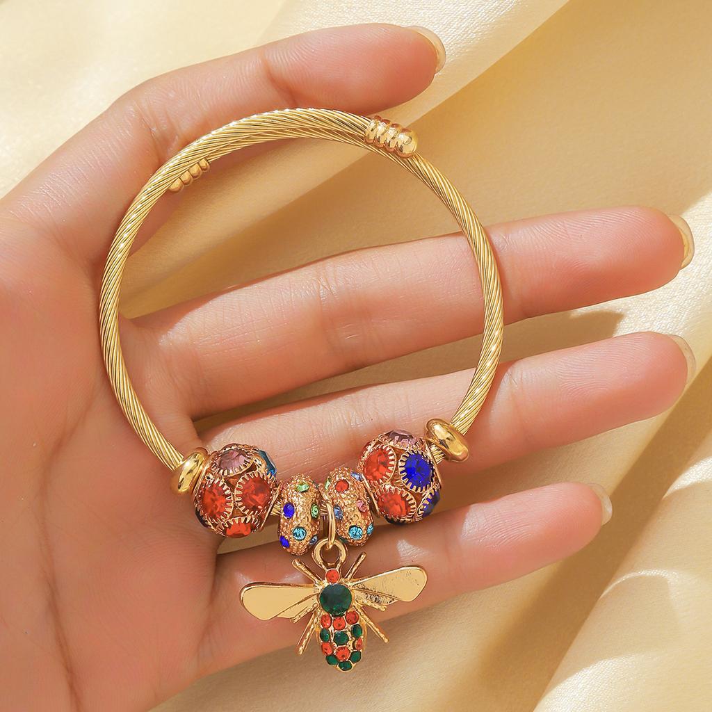 Accessories Fengge Alloy Gold Adjustable Bee Bracelet Women'S Shiny Diamond Ball Fashion Bracelet