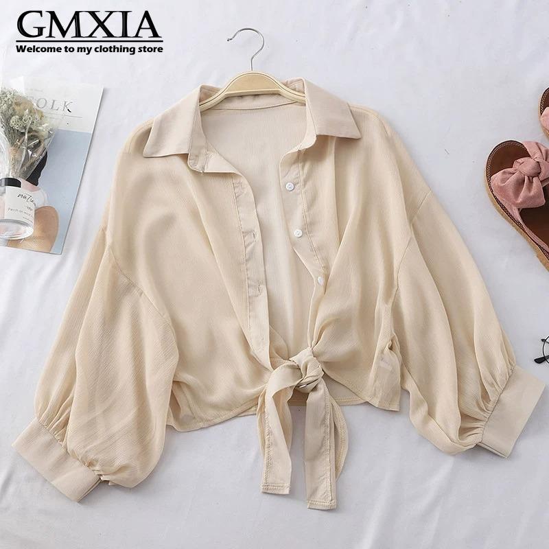 

GMXIA Женская Мода Повседневный Досуг Однотонный Принт Длинный Рукав Воротник ПОЛО Блузки и Рубашки XXL хаки