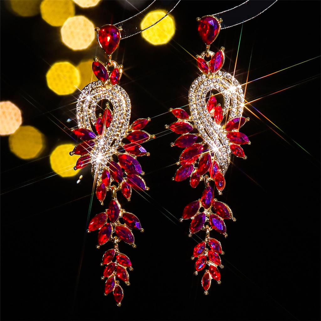 Small Face High-end Colored Glass Rhinestone Earrings Women, Personality Exaggerated Stud Earrings Earrings