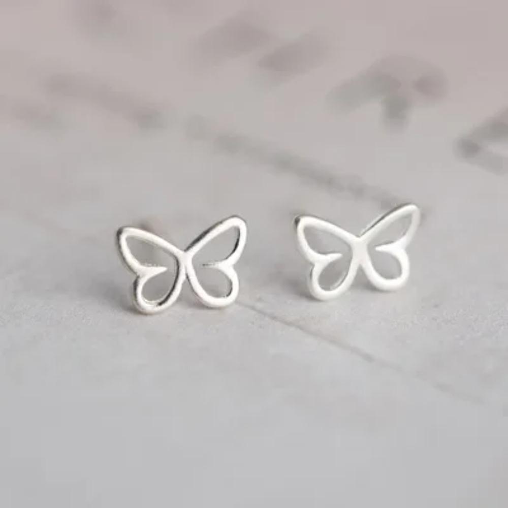 Silver Plated Korean Style Stud Earrings for Women Creative Ear Hole Design Allergy Free Fine Jewelry Accessories