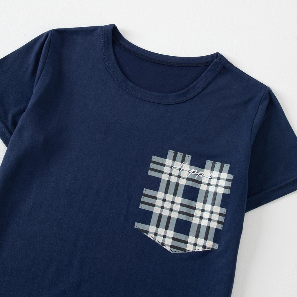 Xiaomi 3-piece Set Of Children's Seasonal Home Clothes For Boys And Girls Checkered Printed Short Sleeved Shorts And Pants Combination