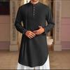 Pánské muslimské šaty Dlouhý rukáv Oblečení Bavlněný Pulovr Kaftan Roucho Pánské Jubba Thobe Pákistán Saúdská Arábie Kaftan Islamský Top