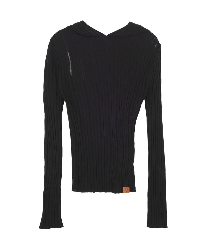 HARDCORE HAPPINESS Hch See-Through Hoodie Knit_Black