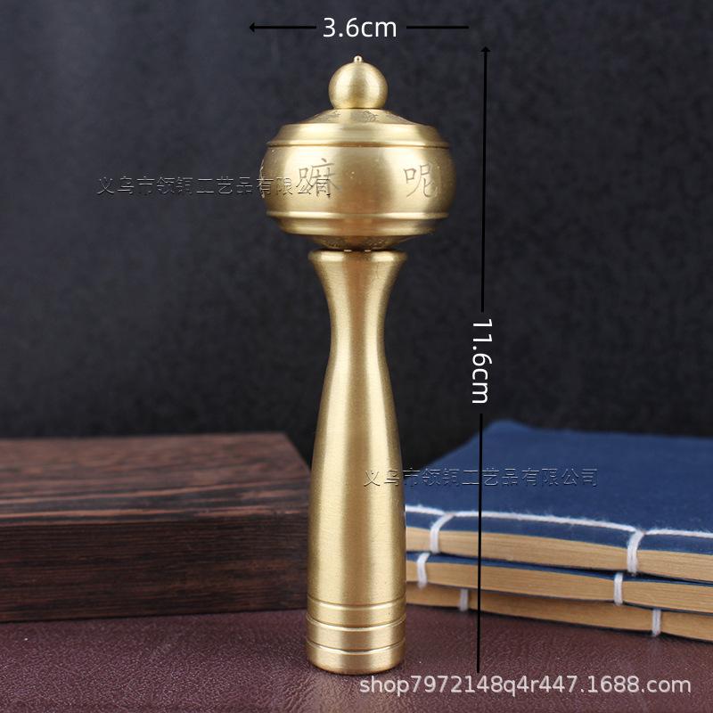 Чистая латунь Шестисловная мантра Пальцевой спиннер Ручное молитвенное колесо Домашний декор Ручной элемент