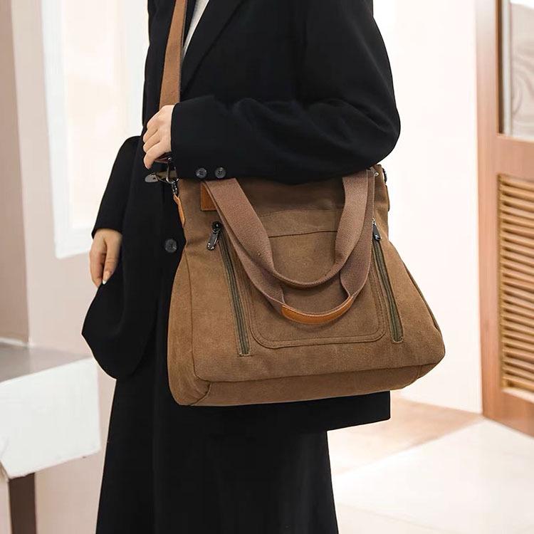 Large-Capacity Women's Canvas Tote - Korean Fashion, Casual Style, Simple Document Bag