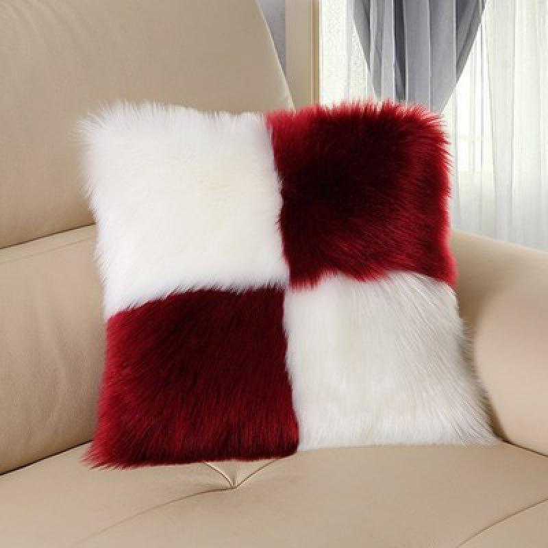 Nordic Minimalist Faux Wool Plush Throw Pillow Cover