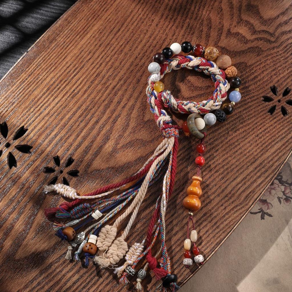 Exquisite Hand Woven Rope Bracelet Handmade Bracelet Handmade Chinese Tibetan Bracelet with Flowing Fringes for Women