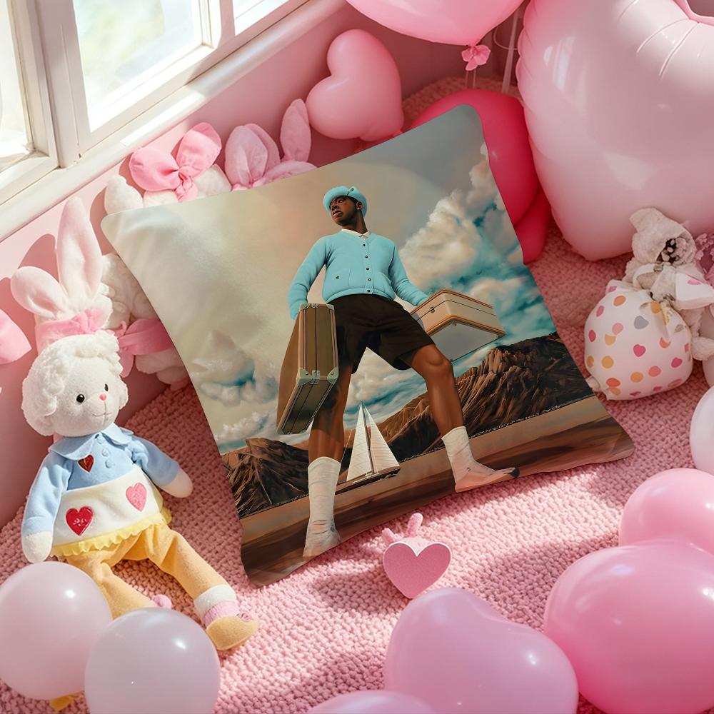 Rapper T-Tyler the Creator Cushion Cover Pattern Printed Pillowcase for Living Room Sofa Cushion Cover & Bedroom Decor