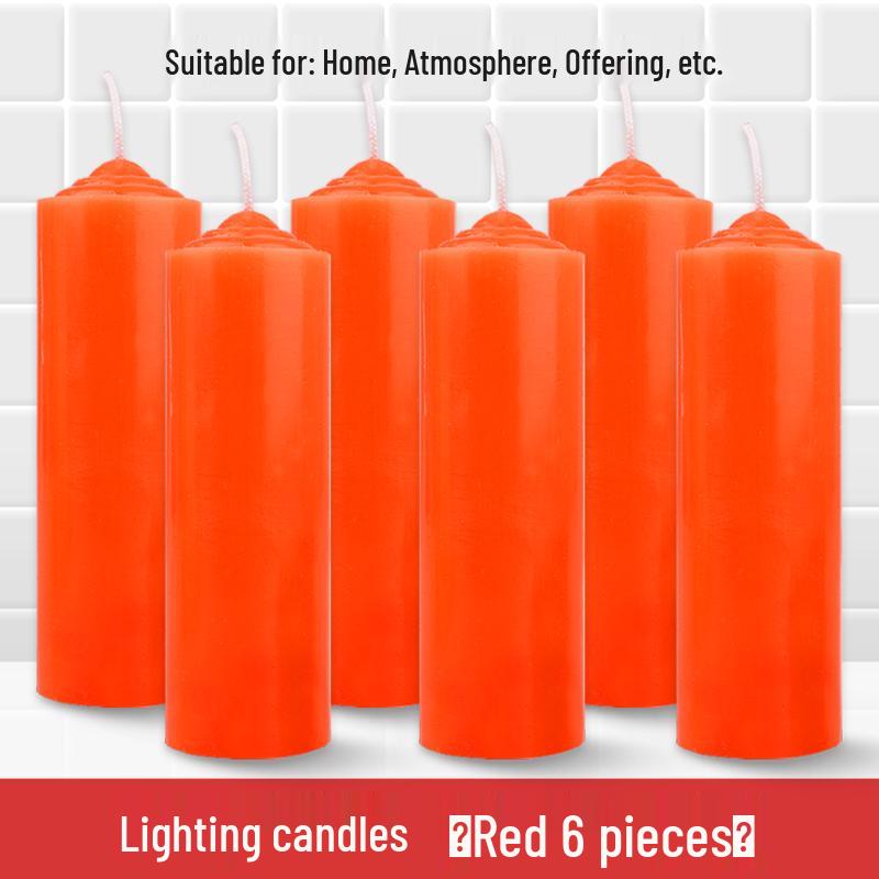 Smokeless Odorless Long-Lasting Emergency Candles: White, Yellow, Red, Thick Cylindrical for Holidays