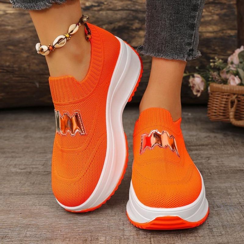 Large size fly-woven casual single shoes for women's spring and summer new lightweight outer wear platform TEUM single shoes for women
