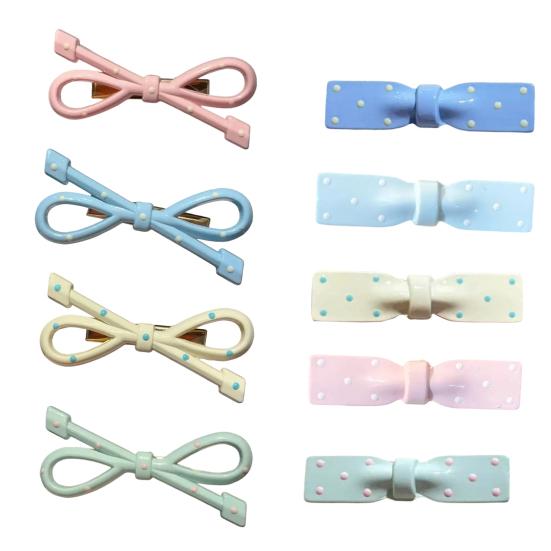 4Pcs Girl Hairpin Dot Print Hollow Bow Tie Design Hair Clips Lightweight Non-Damaging