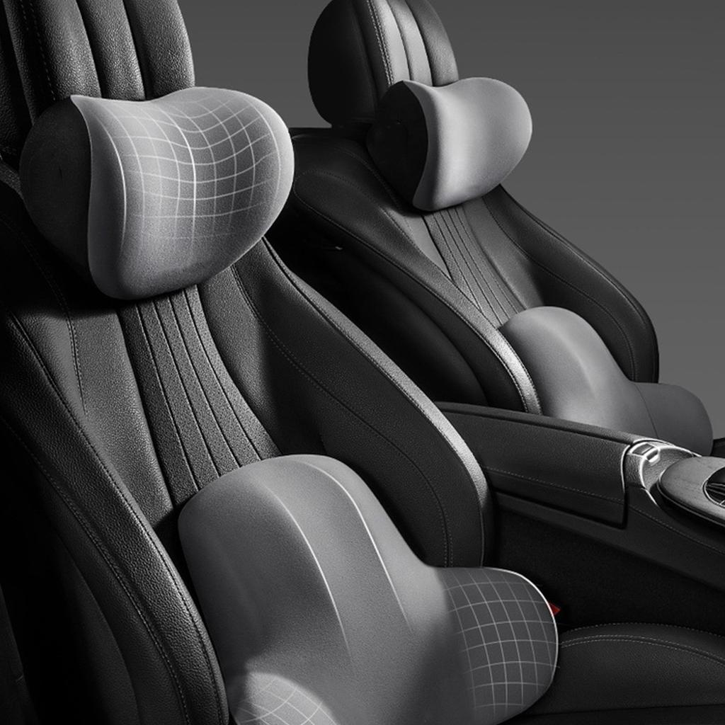 3 Piece Automotive Comfort Set Headrest Lumbar Pillow Cushion Memory Foam Design Car Headrest Pillow Easy Installation
