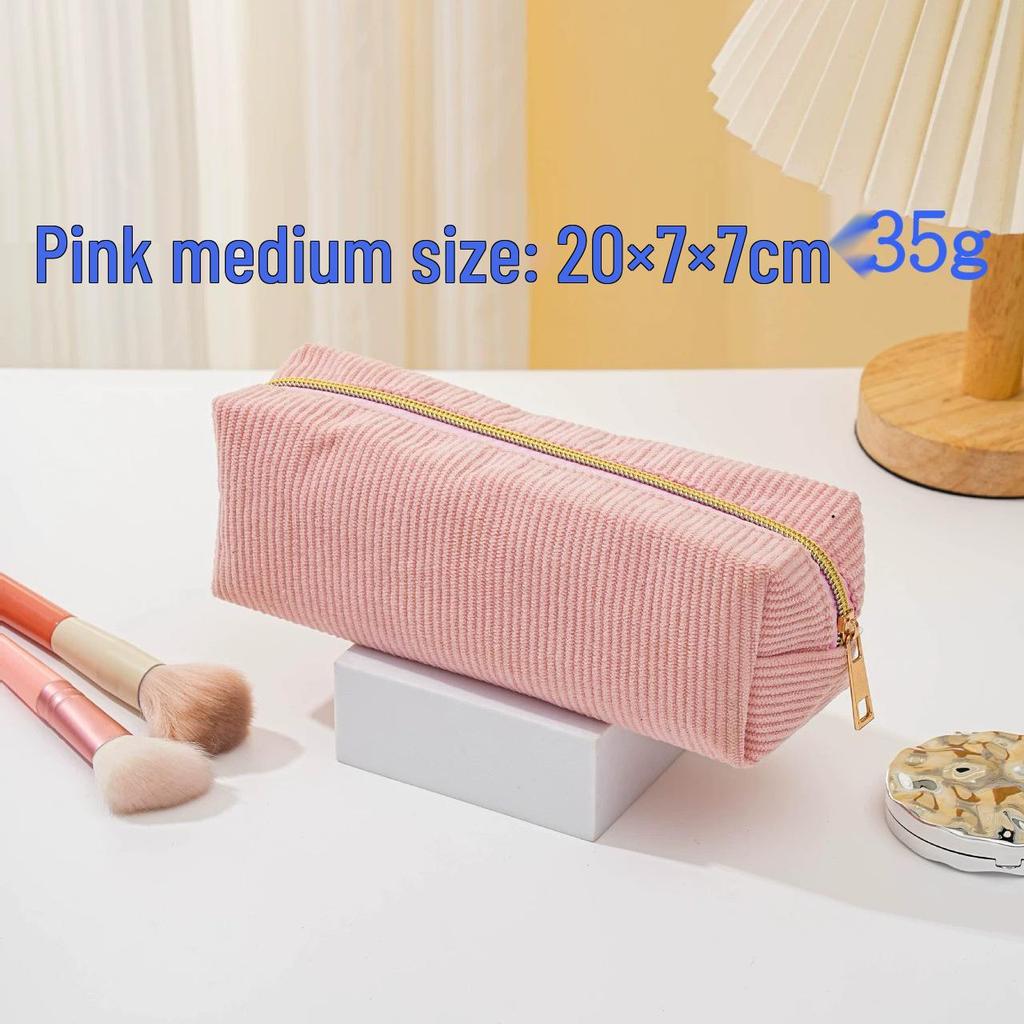Korean Style Cute Corduroy Makeup Bag and Large Capacity Pencil Case for Girls