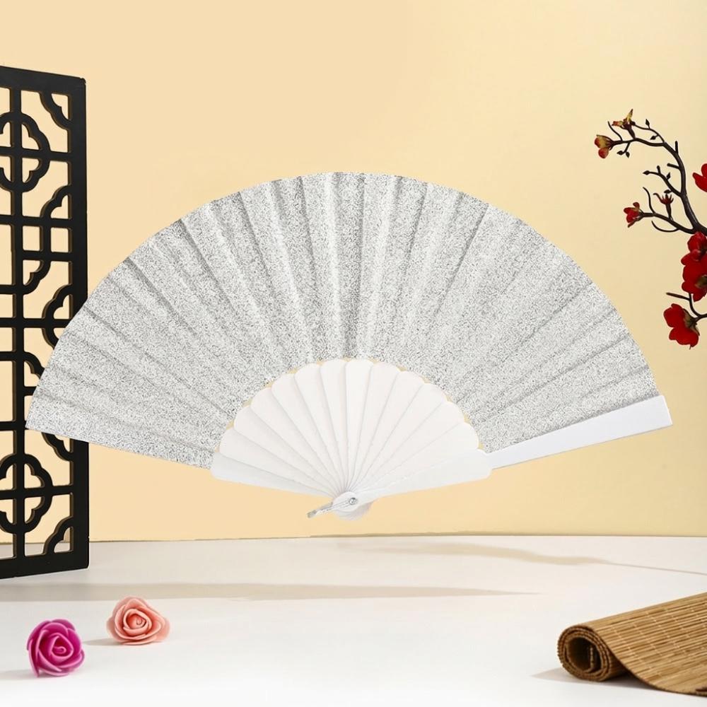 Leuchtender Falt-Handfächer Unifarbener Klassischer Fächer Leichter Kunststoff Glitzerfächer Festivals