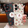 Cute Cherry Print Slim TPU Leather Texture Case For Xiaomi 13T Poco X6 Redmi Note 14 Pro 13 12 11 Soft Matte Shockproof Lens Protection Phone Cover