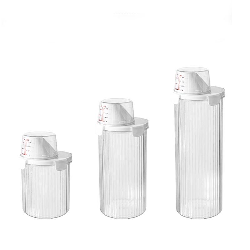 Laundry Detergent Storage Jar with Measuring Cup - Sealed, Thickened, Transparent, Large Opening