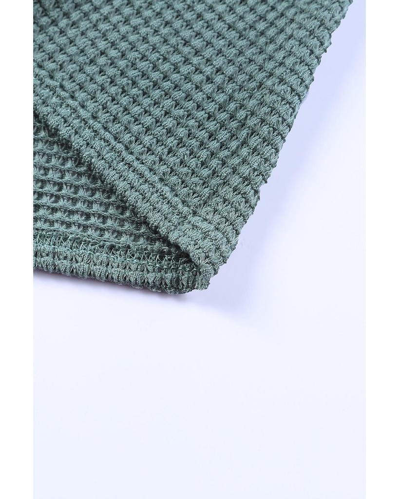 Azura Exchange Drop Shoulder Waffle Knit Long Sleeve Top