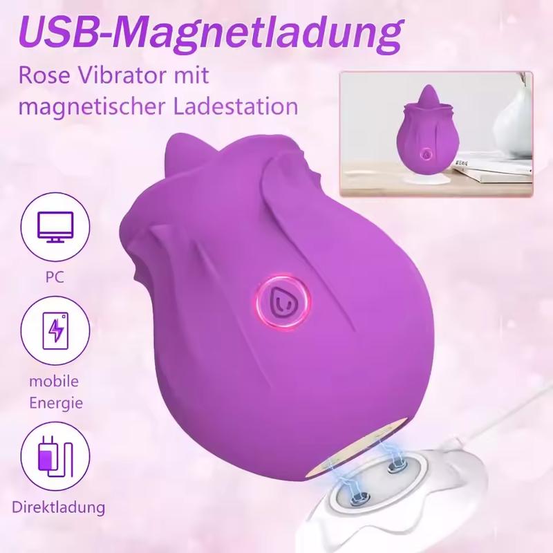 Rose Tongue Licking Vibrator Powerful Strong Shock G Spot Clitoris Nipple Vagina Stimulator Massager for Adult Couples
