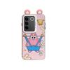 KEYSION Cute Ear Cartoon Case for VIVO V27 5G with Lanyard Soft Silicone+PC Shockproof Phone Back Cover for VIVO V27 5G