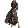 Women's Long Shirt Long Sleeved Leopard Print Casual Loose Hem Dress