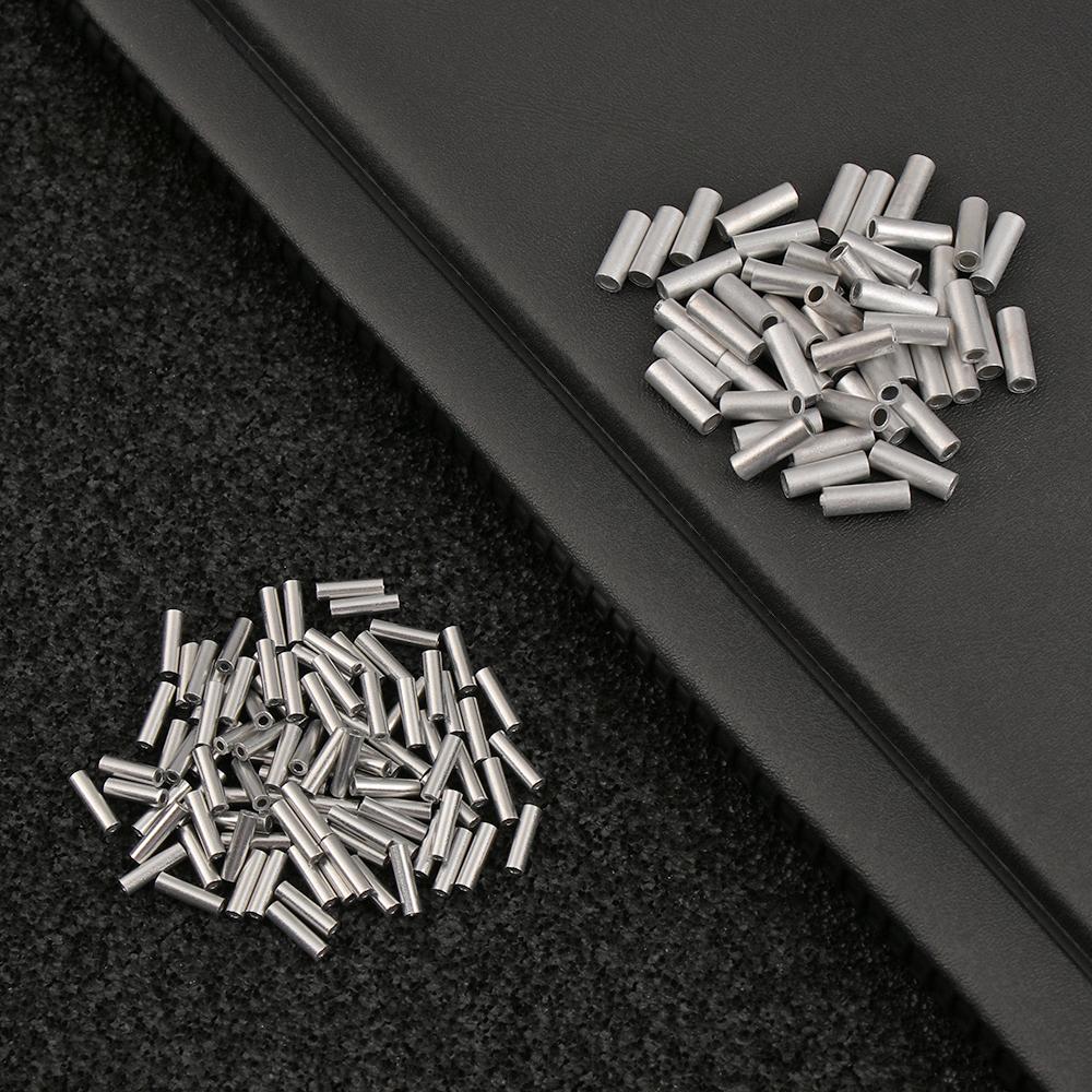 100Pcs Round Stainless Steel Fishing Tube Fishing Wire Pipe Crimp Sleeves Connector Fishing Line Accessories Tool