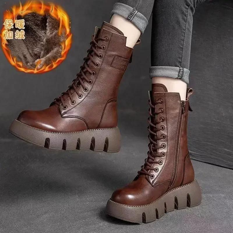 Fashion 2025 thick cotton midsole boots with added fleece and thick sole snow boots for women
