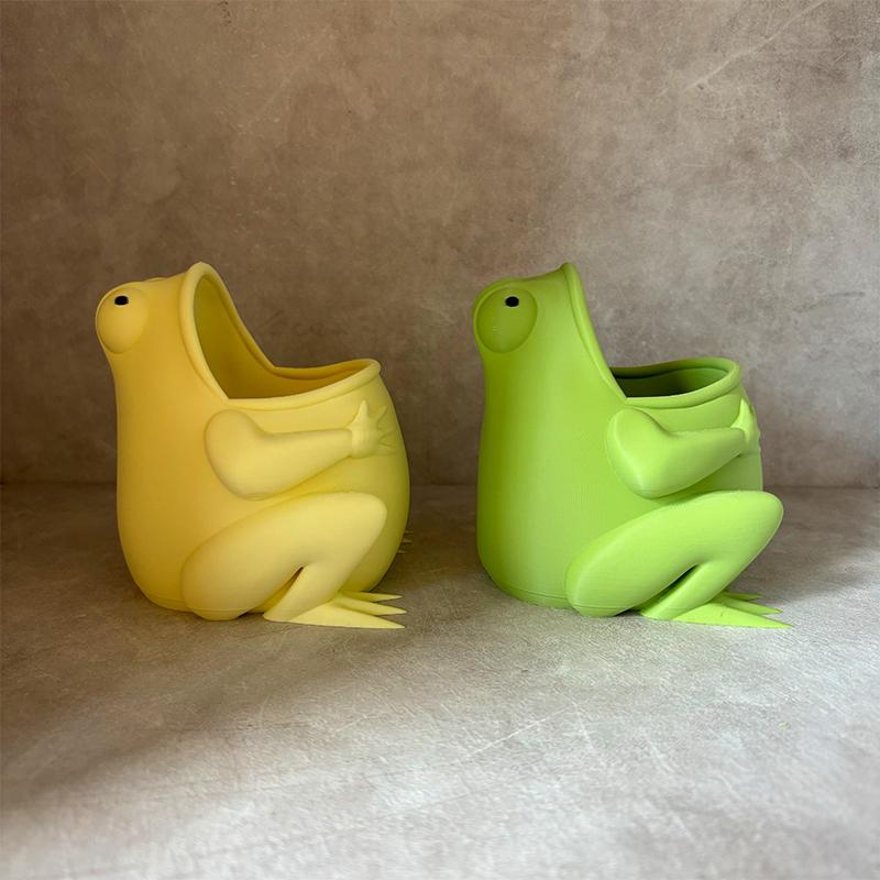 Cute Frog Flower Pot Succulent Plant Pot Plastic Planter Desktop Ornament Pen Container Home Garden Decoration