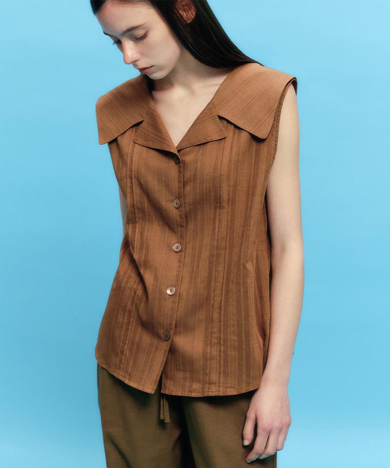 Marie Claire Pintuck Sailor Collar Blouse (Mafbbl08Mbr) Br(Brown)/38(55)