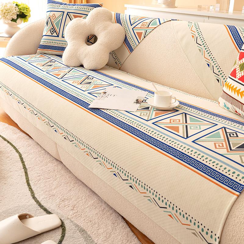 Sofa-Kissen im nordischen Stil Vier Jahreszeiten Universal Rutschfester Bezug Bezug All-Inclusive Sitzkissenbezug Handtuch Einfach Verdickt Universal