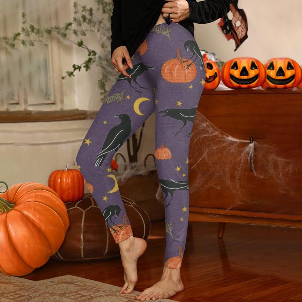 Damenhose mit Halloween-Aufdruck, dehnbare, weiche Hosen, lässige Schlafhose für zu Hause