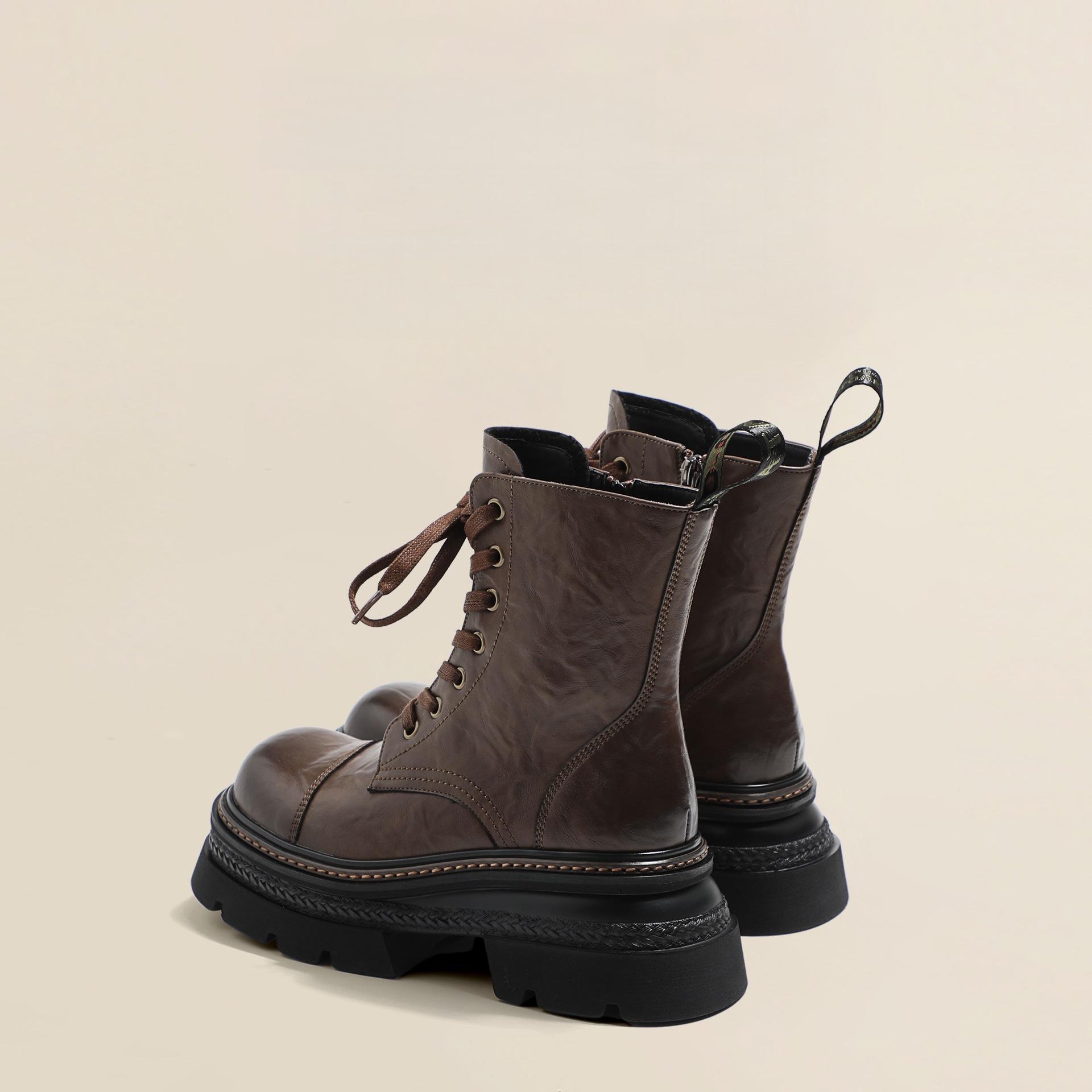 

Super Cool Height Increase 7CM Thick Bottom Short Female 2026 New Autumn Motorcycle Handsome Short Boots 35