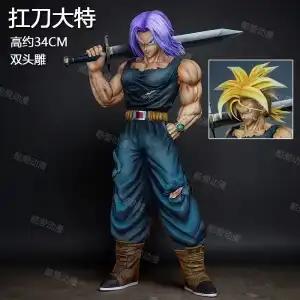 

34cm Studio Dragon Ball Super Saiyan Trunks Statue Sword Wielding Anime Action Figure Desktop Decoration Gift Model JJ Z GK Round Sensory Compression 34cm