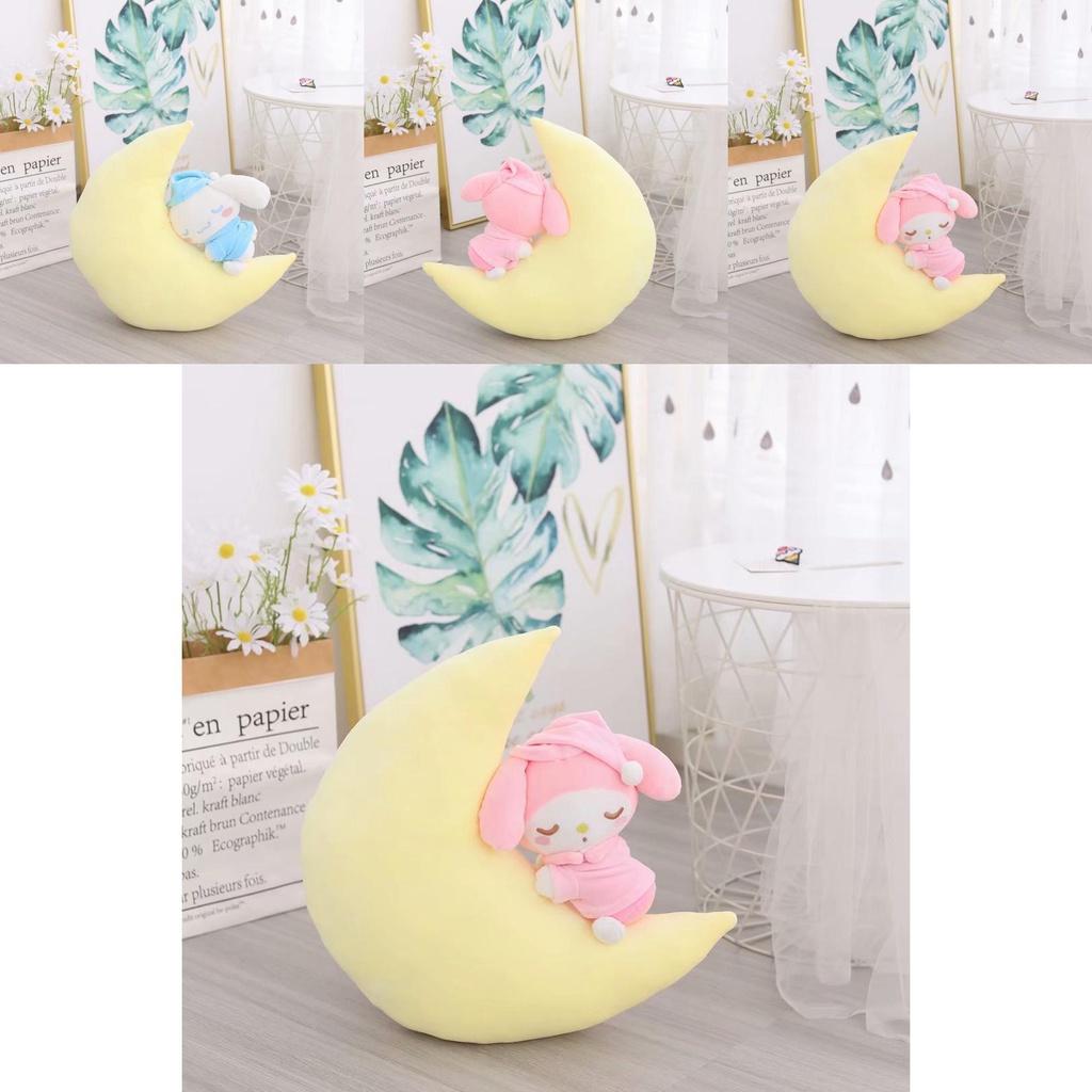 Soft Sanrio Sleeping Moon Plush Toy Birthday Gift For Kids Kt Mymelody Cinnamoroll Kuromi