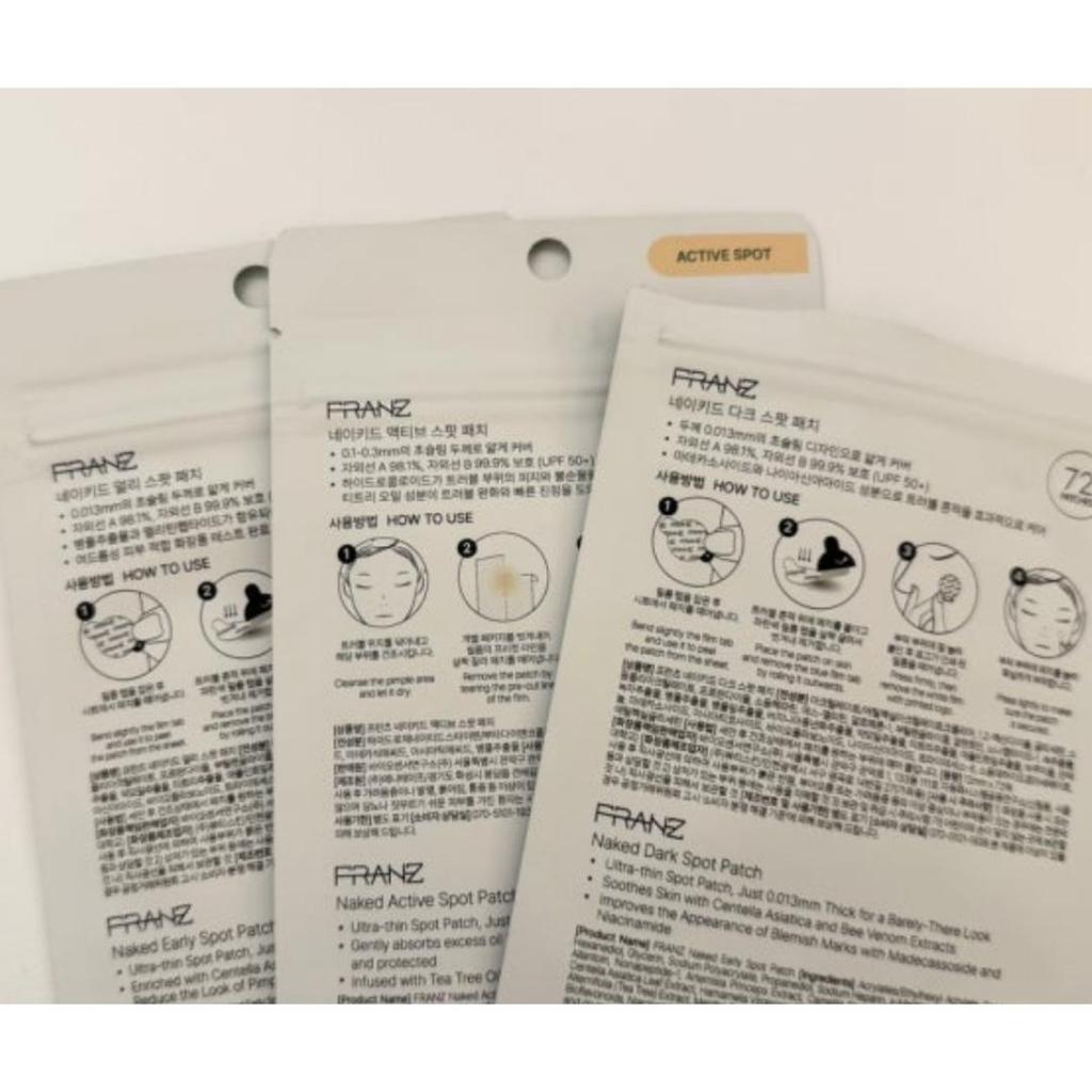 [FRANZ] Cerotti Spot Acne Nudi 72pz 3 tipi - Precoce / Attivo / Scuro