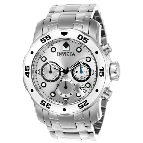 Invicta Pro Diver Quartz Watch, 48mm Case, Silver Stainless Steel Strap, Silver Dial, 0071, Men's, Officially Imported