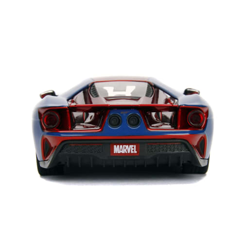 Jada 99725 Hollywood Rides 2017 Ford GT Spider-Man Figure, 1:24 Scale, Red/Blue