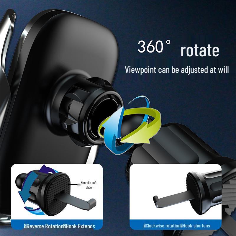 Automatic Locking Car Phone Holder for Air Vent - Supports Horizontal, Vertical, Oblique Placement.