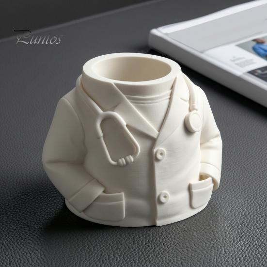 Desktop Organizer for Stationery Doctor Nurse Shape Pen Holder, 3D Print Resin Organizer, Large Capacity Pot with Weighted Base, Office Supplies