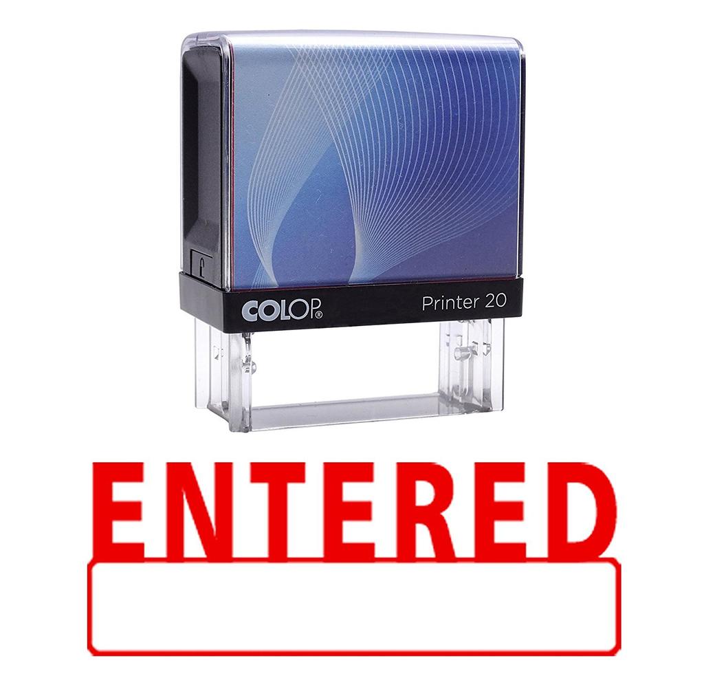ENTERED Self Inking Rubber Stamp Blue Ink Office Stamp Custom Colop Stamper