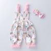 Newborn Infant Baby Girls Ruffle Floral  Romper Jumpsuit+Headband Sets