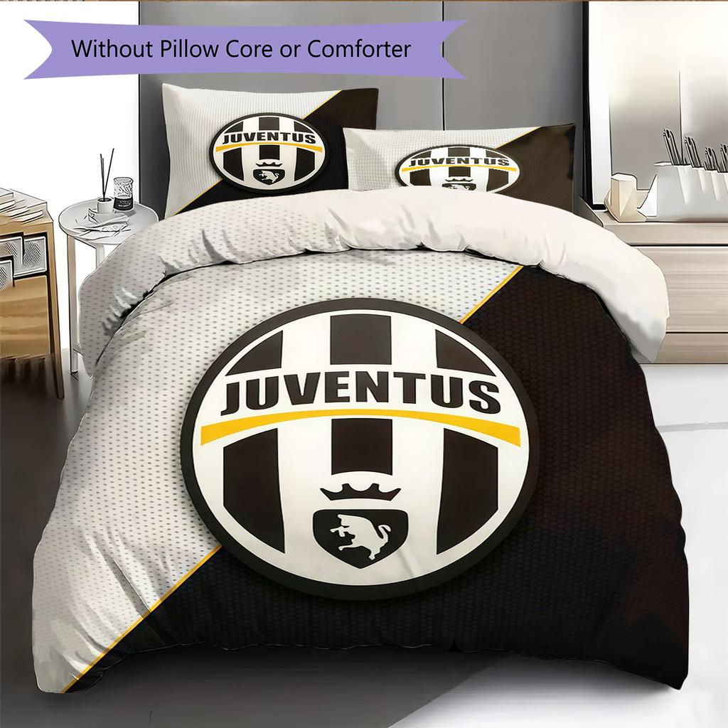 Set Copripiumino Trapuntato Juve Federa Federe Decorazione Casa Regalo di Compleanno (1 * copripiumino + 2 * federa, senza nucleo)