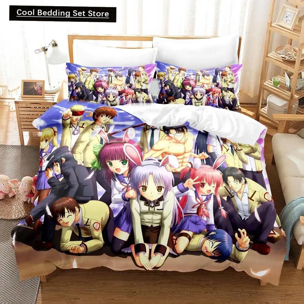 3D-Druck Anime Angel Beats Bettwäsche-Set Bettbezug Bettset Bettbezug Kissenbezug Bettdecke King Queen Size Jungen Erwachsene Bettwäsche