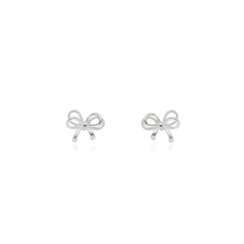 

eenie beenie silver double ribbon earrings white