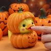 Miniature Pumpkin Duck Ornaments Halloween Ornament, Resin Stacked Yellow Small Desk Decor Figurines, Cute Mini Desktop for Home Party Decorations