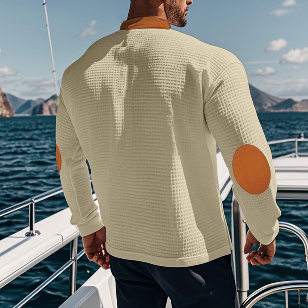 Herbst Neue Herren Patchwork Farbe Strap V-Ausschnitt Top Casual Langarm Base T Shirts Männer Sport T Shirt