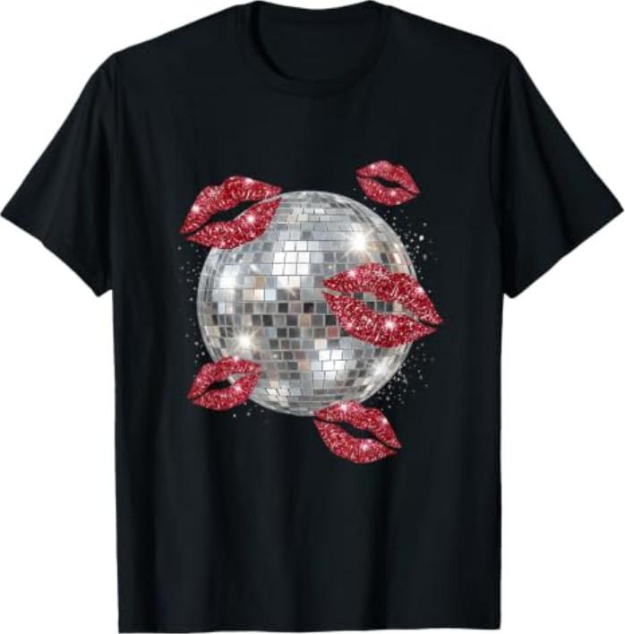 Disco Ball Kissing Lips T-Shirt