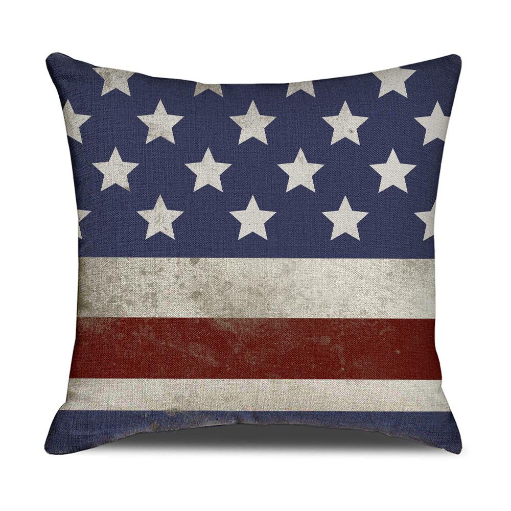

Новая льняная наволочка с флагом Дня независимости, пятиконечной звездой, синими, белыми и красными полосками, наволочка с буквами, чехол для спинки 45 * 45Cm (excluding pillow core)